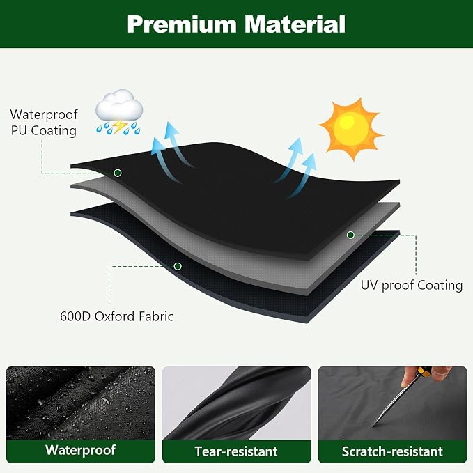 Tractor Cover Waterproof Heavy Duty 600D, Universal Fit, 149''x76''x86'' | Fits Kubota BX, John Deere, New Holland Boomer, Mahindra Max, Kioti, Windproof with Air Vent, Outdoor Protection, Storage Bag