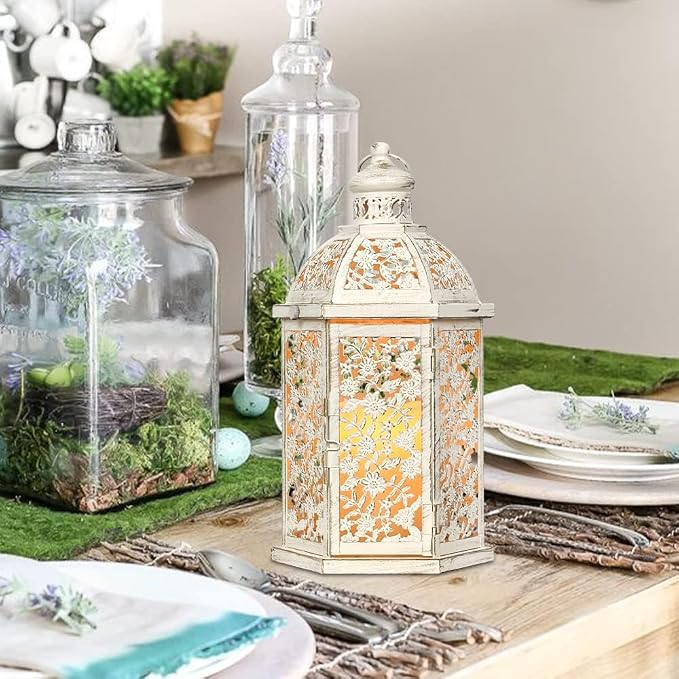 NEEDOMO Lanterns Decorative Indoor, 13.8" Vintage Outdoor Lantern, Metal Candle Holders Lantern Decor for Patio, Front Porch, Wedding, Shelf, Farmhouse Table Decor
