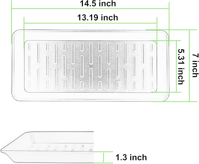 6 Pack Plastic Plant Trays Rectangular 14 Inch, Indoor Outdoor Plant Saucers with Drip Protection, Windowsill Planter Tray, 7 x 14.5 Inches, Blue