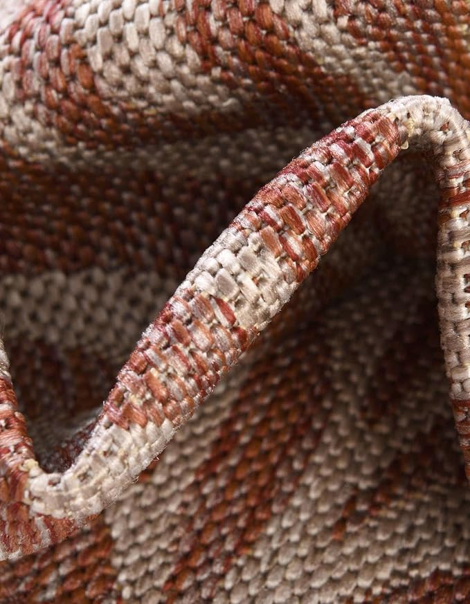Unique Loom Outdoor Safari Collection Area Rug - Tsavo (2' x 3' 1" Rectangle, Rust Red/ Ivory)