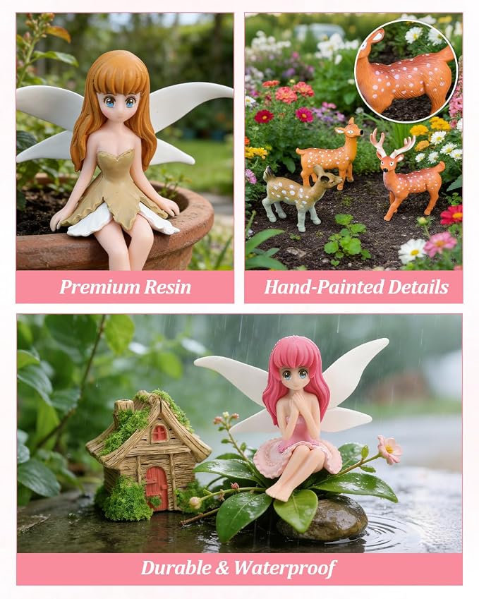 Avalution 70 Pcs Fairy Garden Accessories Kit – Miniature DIY Fairy Garden Accessories, Indoor & Outdoor Garden Decorations, Weather Resistant, Gift Bags Included