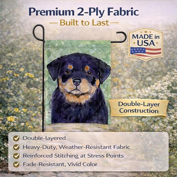 Caroline's Treasures SS8929GF Rottweiler Garden Flag Mailbox Flag Decorative Yard Flag Banner Outside Patio Artwork Yard Flower Beds, Garden Size, Multicolor