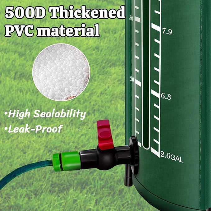 26 Gallon Collapsible Rain Water Collection Barrel System, Efficient Yard Rainwater Harvesting Solution with Spigot, Catchment Tank Stand Kit, Collector Storage Containers Long Term