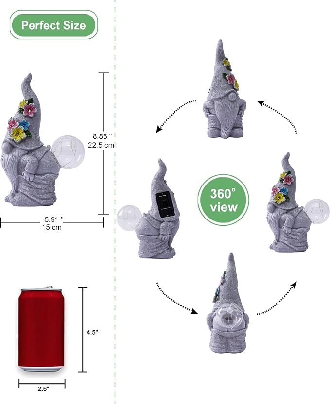Qeeman Garden Decor Gnome Blow Bubbles: Outdoor Decorations | Yard Art Statues for Patio Balcony Lawn Figurine Gifts for Mom Grandma