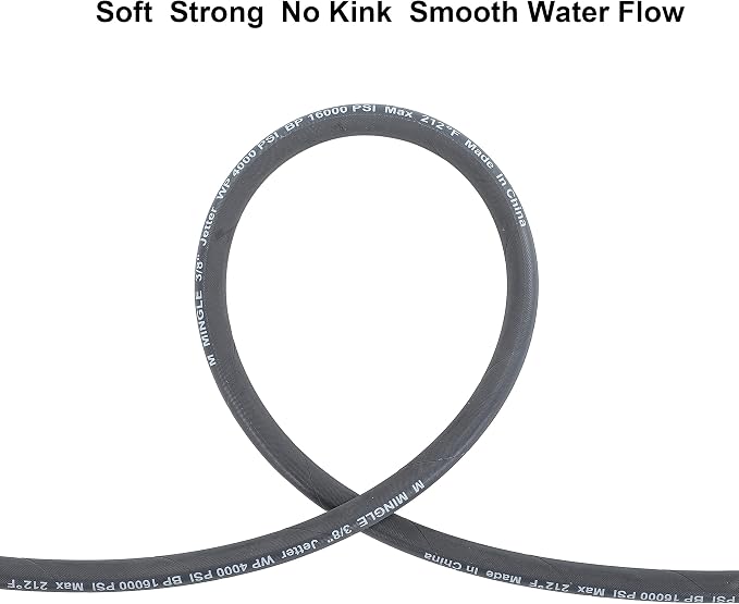 M MINGLE Pressure Washer Jumper Hose, 5 FT Whip Hose for Power Washer | 3/8 Inch Quick Connect, Hot & Cold Water Compatible, Connect Pump to Hose Reel