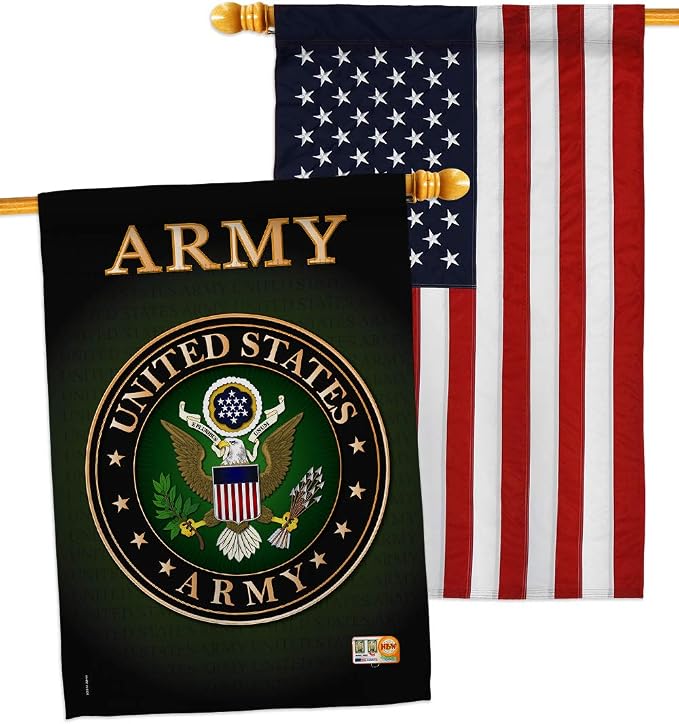 Army House Flag - Pack Armed Forces Rangers United State American Military Veteran Retire Official USA Embroidery - Decoration Banner Small Garden Yard Gift Double-Sided Made in 28 X 40