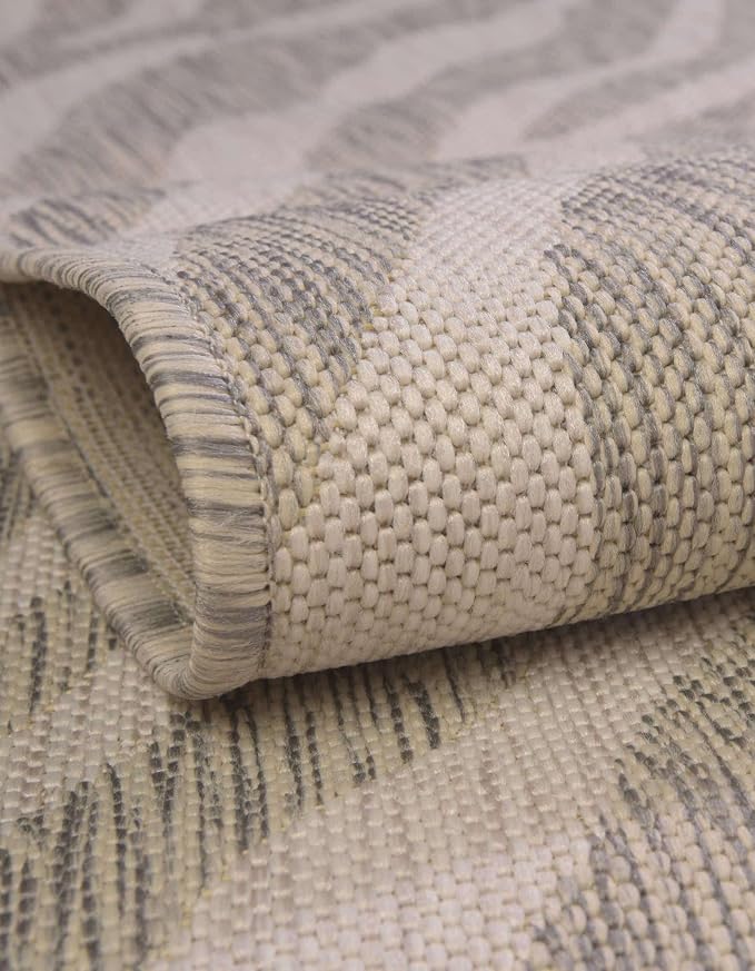 Unique Loom Outdoor Safari Collection Area Rug - Tsavo (10' x 14' 1" Rectangle, Gray/ Ivory)