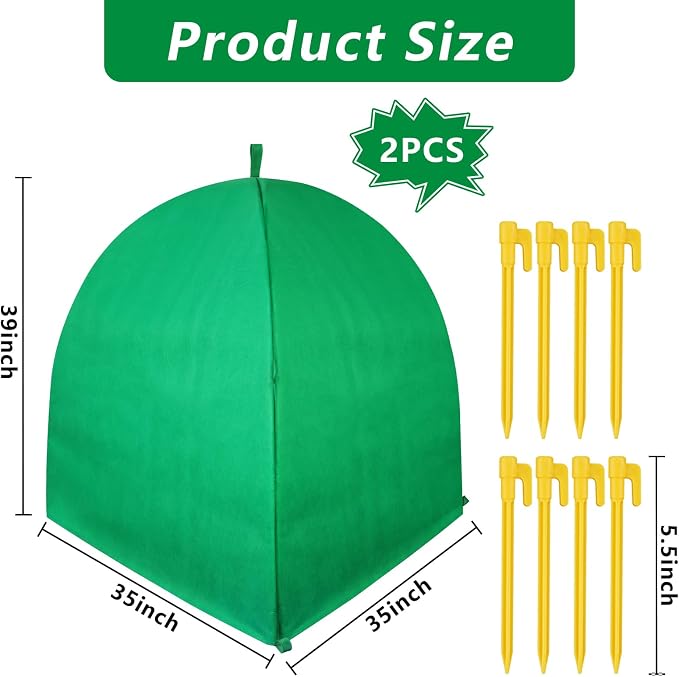 2 PACK Winter Plant Covers Freeze Protection Shrub Covers for Winter Frost Protection for Plants in Winter Warm Plant Tent Protecting Fruit Potted Plants Tree From Freezing Animals Eating (35x35x39)