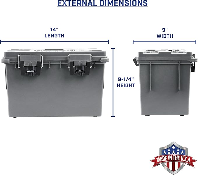 Sheffield XL Ammo Box Made in USA, Stackable Lockable Ammo Storage Box | 4 Pack Lockable Storage Box, Water and Dust Resistant Dry Box, Secures Hunting Gear, Gun Accessories, Supplies, and Bullets