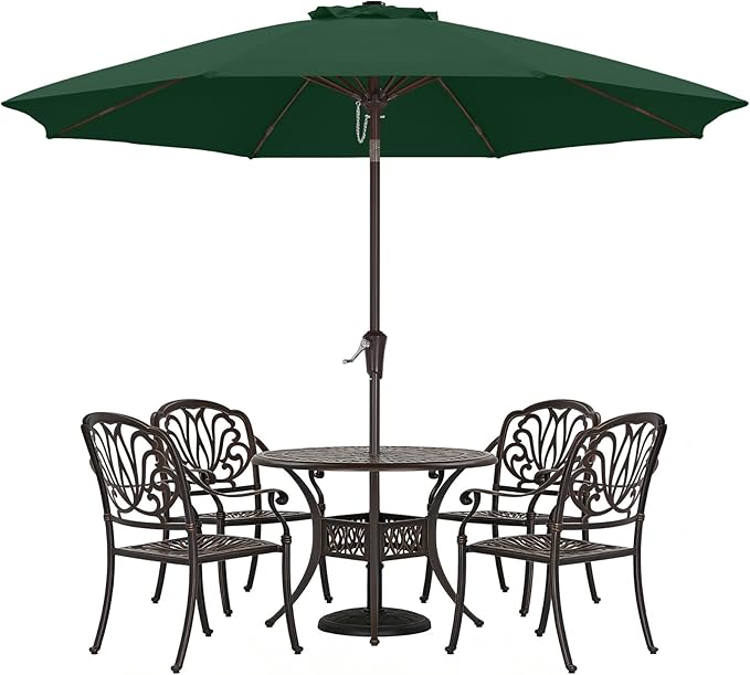 ABCCANOPY 10FT Patio Umbrella, Outdoor Waterproof Table Umbrella with Push Button Tilt and Crank, 8 Ribs UV Protection Pool Umbrella for Garden, Lawn, Deck & Backyard (Forest Green)