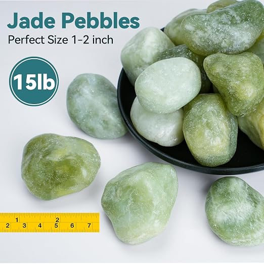 15lbs Jade Pebbles for Indoor Plants, 1-2 Inch Plant Rocks for Pots Indoor, Decorative Garden Rocks Outdoor Landscaping, Polished Natural Stone for Walkways, Yard, Vases, Crafts