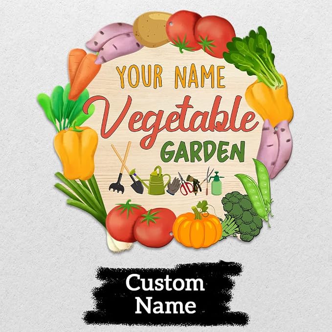 MeMate Vegetable Garden Signs, Personalized Metal Signs, Garden Sign to Personalize, Large Sign for She Shed, Customized Name Wall Art for Garden Outdoor Decor, Personalized Outdoor Plaque
