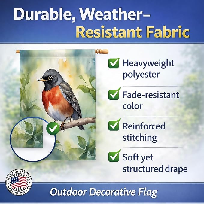 Caroline's Treasures Wisconsin American Robin House Flag Large Porch Sleeve Pole Decorative Outside Yard Banner Artwork Wall Hanging, Polyester, House Size, Multicolor