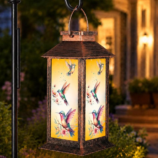 Solar Lanterns for Garden Decor, Waterproof Design Solar LED Hanging Lights for Yard, Patio, Lawn, and Porch, Gifts for Mom, Grandma(Hummingbird)