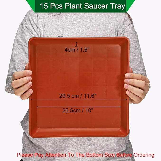 PATIKIL Plant Saucer Tray, 10 Pack 12 Inch Plastic Square Plant Saucer Flower Planter Drip Tray for Indoors Outdoors Patio Balcony, Red