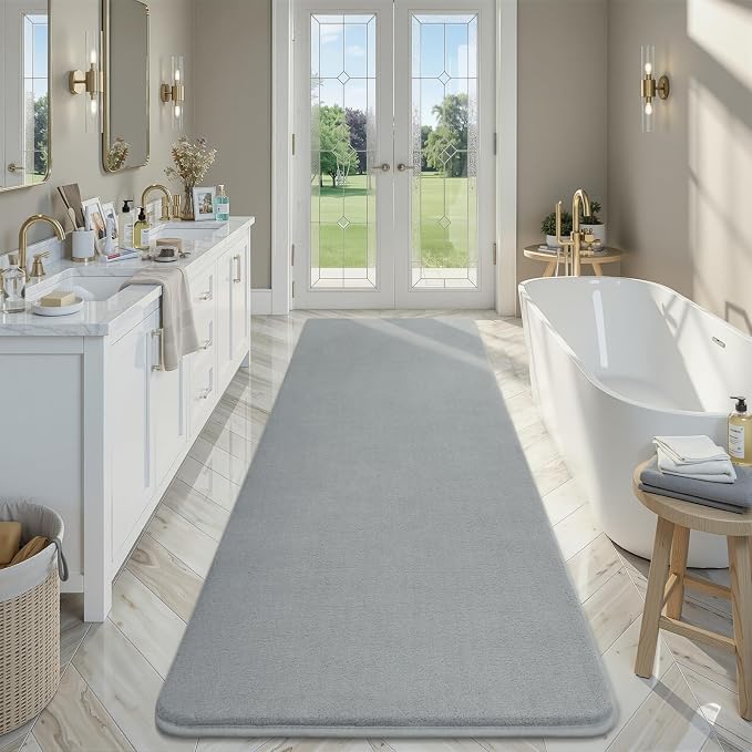 Amearea Modern Soft Hallway Runner Rug, 3x10 Feet Washable Long Runner Rugs | Grey Fluffy Bedroom Bedside Rugs, Non Slip Memory Foam Rug Carpet for Hallway Entrance Kitchen Living Room Home Decor