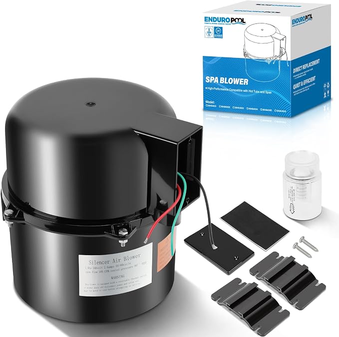 6310241 Silencer Spa Blower 1HP 240 Volt 2.6 Amp 2 Years Warranty | Replacement for Air Supply, Direct 2 Inch Plumbing System, Quiet & Shock-Absorbing Design, for Pool Hot Tub & Spa 4-8 jets