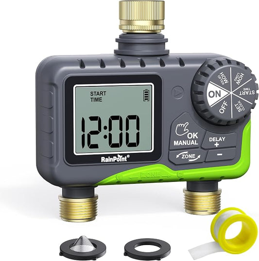 RAINPOINT Irrigation Timer 2 Zone, Brass