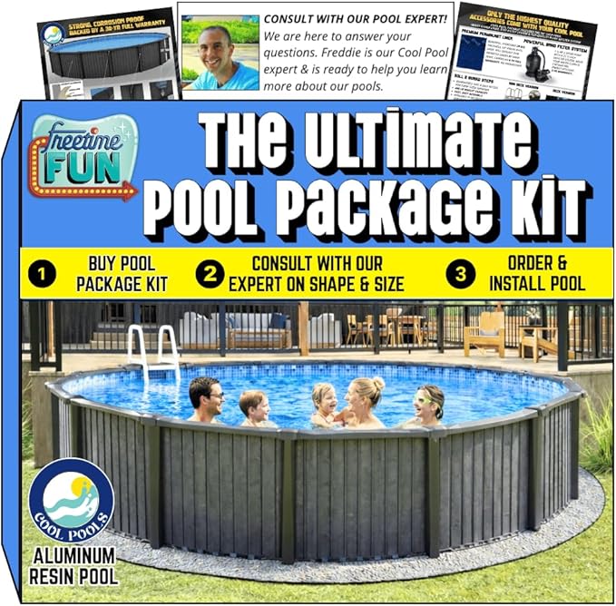 Ultimate Above Ground Metal Resin Pool Package Kit. Premium Aluminum Wall – Saltwater Ready Round & Oval 54" Deep Pools