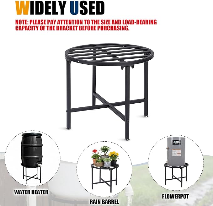 Novabright 75-100 Gallon Water Heater Stand 24" x 24" x 18" H Stainless Steel Bracket with 1200lb Capacity Rain Barrel Stand Heavy Duty Catchment Base Suitable for Plastic Outdoor Rain Barrel