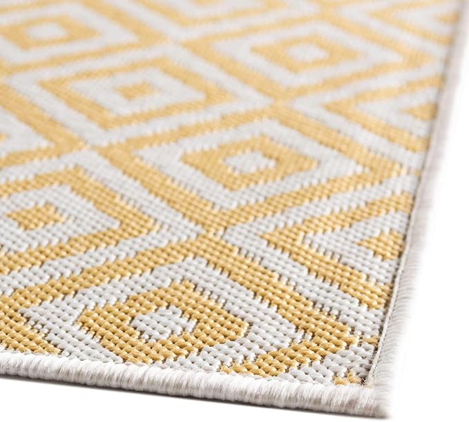 Unique Loom Jill Zarin Outdoor Collection Area Rug - Costa Rica (2' x 3' 1'' Rectangle, Yellow Ivory/ Ivory)