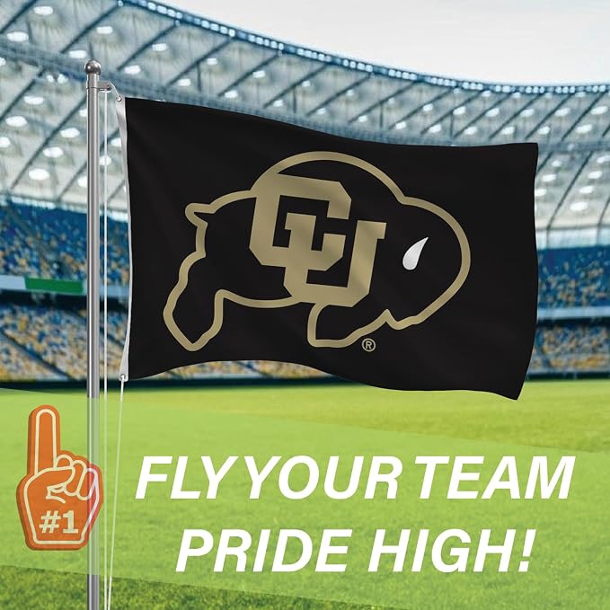 NCAA University of Colorado Flag with Grommets, 3'x5' Colorado Buffaloes Outdoor College Flags & Banners for Garden Patio Indoor Wall Décor