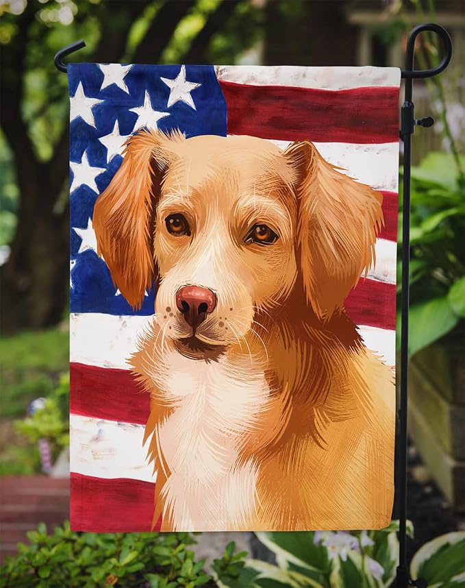 Caroline's Treasures CK6391GF Alopekis Dog American Flag Garden Flag Mailbox Flag Decorative Yard Flag Banner Outside Patio Artwork Yard Flower Beds, Garden Size, Multicolor