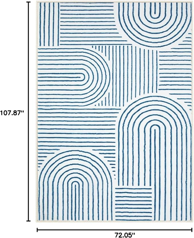 Lahome Abstract Blue 6x9 Area Rugs, Soft Washable Rugs for Living Room