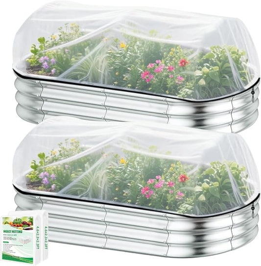Garden Netting for Raised Beds, YTJ Raised Bed Bird Netting Pest Barrier Screen, UV -Resistant, Protect for Vegetables, Fruit & Flower Protection (2Pcs White, 4×2×1FT)