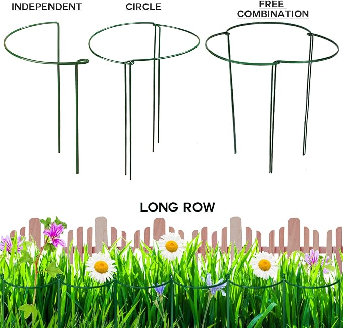 LEOBRO Plant Support Stakes, 4 PCS Plant Stakes, Plant Support, Peony Cages and Supports, Garden Stakes, Plant Stakes for Indoor Outdoor Plants, Hydrangea Support Cage, 10" W x 15.8" H