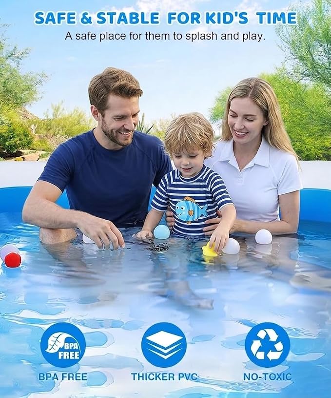 180" x 76" x 22" Large Inflatable Swimming Pool for Adults & Kids, Oversized Family Blow Up Pool for Backyard, Sturdy Thickened Kiddie Pool, Easy Setup & Portable