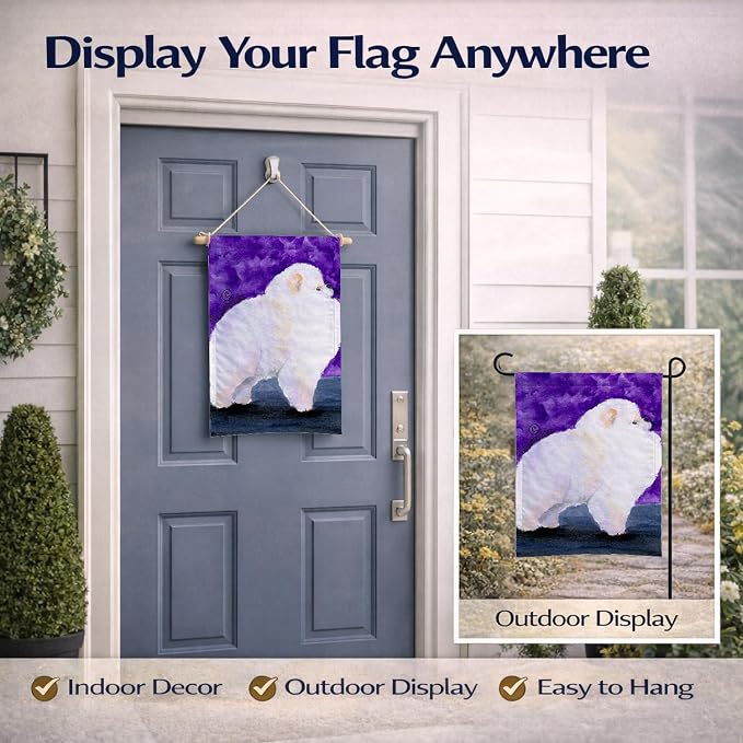 Caroline's Treasures SS8688GF Pomeranian Garden Flag Mailbox Flag Decorative Yard Flag Banner Outside Patio Artwork Yard Flower Beds, Garden Size, Multicolor