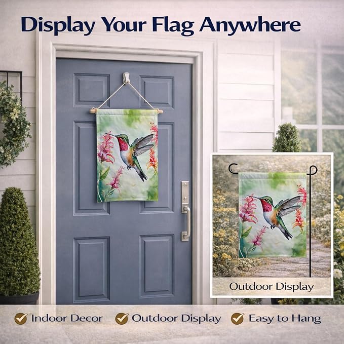 Caroline's Treasures Broadtailed Hummingbird Garden Flag Mailbox Flag Decorative Yard Flag Banner Outside Patio Artwork Yard Flower Beds, Garden Size, Multicolor