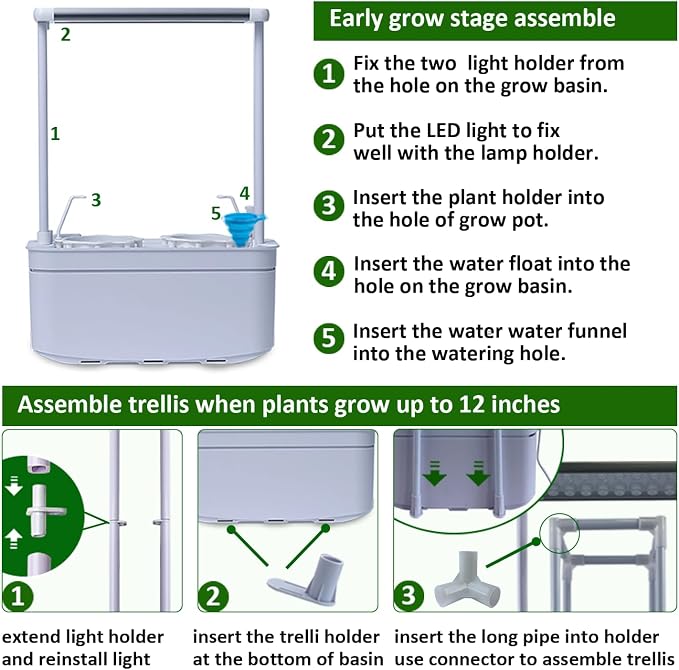 Tall Hydroponics Growing System kit with Height Adjustable Light & Trellis | Hydroponic Indoor Gardening System Tower with High Power Timer LED Grow Light,Herb Garden Grow Kit for Tomato,Pepper,Cucumber