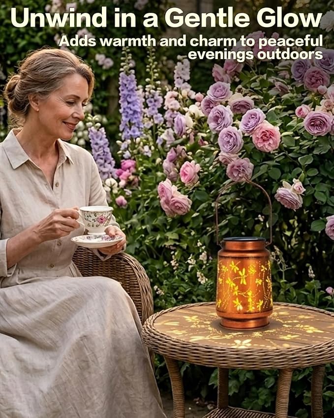 Dragonfly Birthday Gifts for Women Mom Grandma Solar Lanterns Outdoor Waterproof Garden Decor Metal Hanging LED Decorative Light for Patio Yard Lawn Backyard Front Porch Gardening Gifts | Birthday Gifts for Women, Mom & Grandma, Outdoor Garden Decor, M...