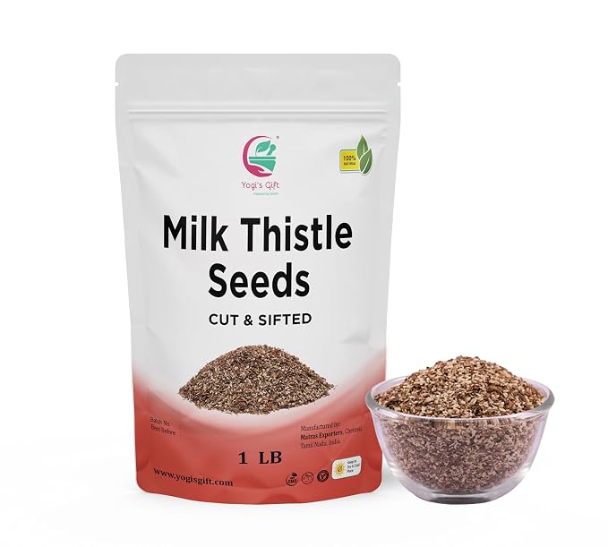Milk Thistle Tea (Seeds) 1 LB, Cut and Sifted, 100% Natural for Herbal Tea, DIY Use & Infusions, Loose Bulk Bag, by Yogi's Gift®