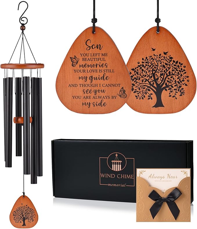 AMBOBE Memorial Sympathy Gifts for Loss of Son, 32" Memorial Wind Chimes for Loss of Son Sympathy Gifts, Remembrance/Bereavement Gifts for Loss of Son, Windchimes in Memory of Son