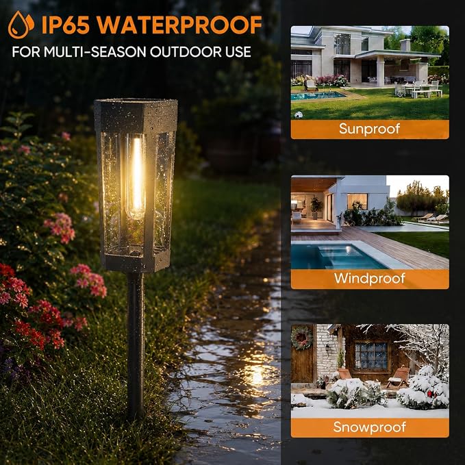 Solar Lights Outdoor Waterproof – 12 Pack Solar Powered Garden Pathway Lights - IP65 LED Landscape Lighting for Walkway Patio Lawn Yard Porch Decor