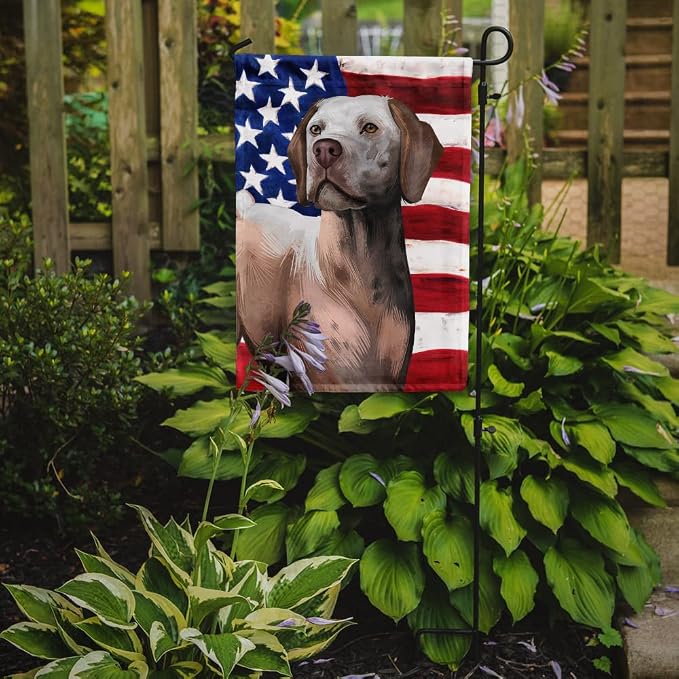 Caroline's Treasures CK6458GF Braque du Bourbonnais American Flag Garden Flag Mailbox Flag Decorative Yard Flag Banner Outside Patio Artwork Yard Flower Beds, Garden Size, Multicolor