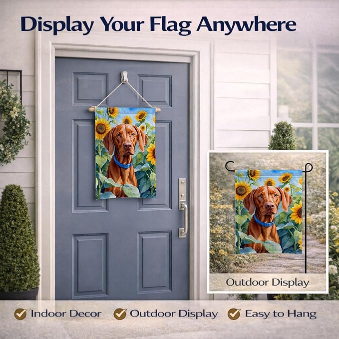 Caroline's Treasures DAC6169GF Vizsla in Sunflowers Garden Flag Mailbox Flag Decorative Yard Flag Banner Outside Patio Artwork Yard Flower Beds, Garden Size, Multicolor