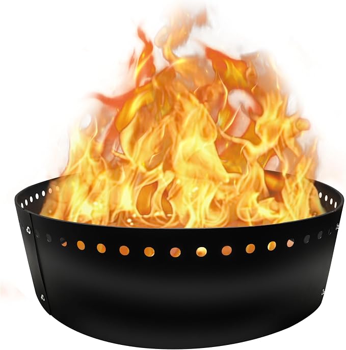 FEBTECH - 45" D x 12" H Smokeless Fire Ring Liner - Steel Fire Ring | Premium Heat Resistant Portable Fire Ring Insert for In-Ground or Above-Ground Outdoor Camping Bonfires