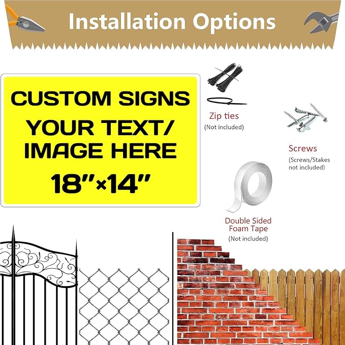 Personalized signs,Aluminum Weatherproof Metal Sign Multiple Sizes Custom Personalized Text And picture Here,hazard sign,garden sign,custom door sign,Customised business signs Yellow 18×14