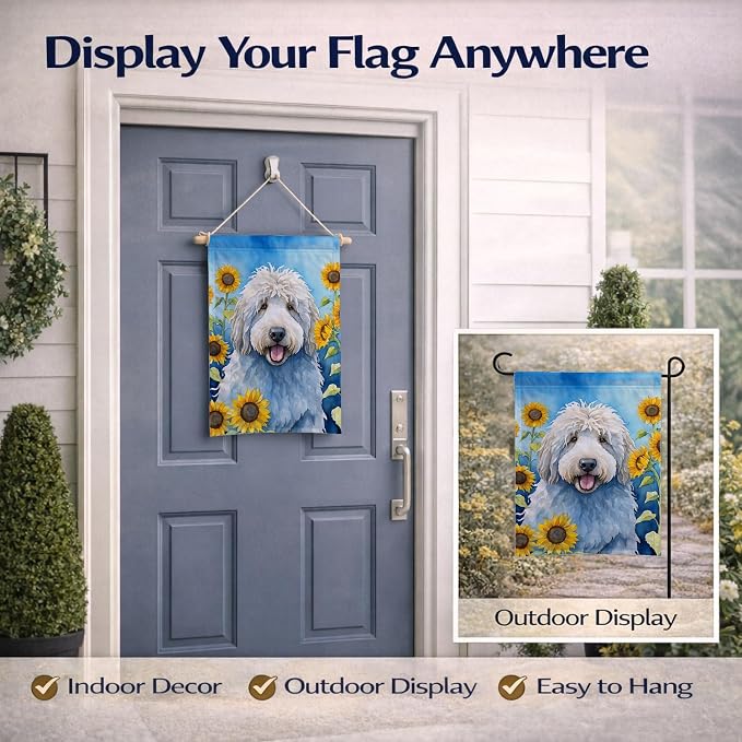Caroline's Treasures DAC6107GF Komondor in Sunflowers Garden Flag Mailbox Flag Decorative Yard Flag Banner Outside Patio Artwork Yard Flower Beds, Garden Size, Multicolor