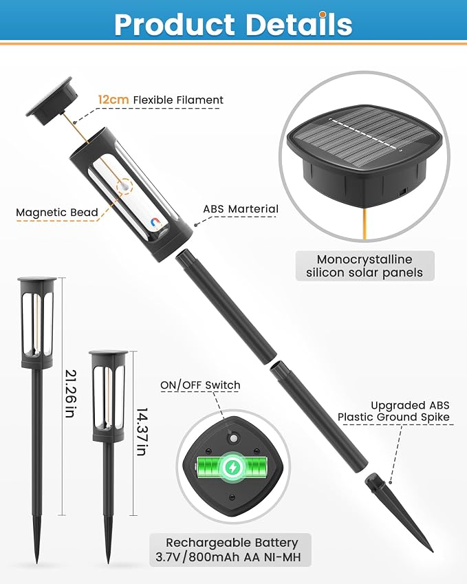 VOLISUN Solar Pathway Lights,8 Pack LED Solar Lights Outdoor Waterproof, Landscape Lighting,Warm Color Solar Path Lights,Landscape Lights,Solar Garden Lights for Yard Lawn Driveway Walkway