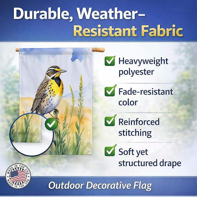 Caroline's Treasures Nebraska Western Meadowlark House Flag Large Porch Sleeve Pole Decorative Outside Yard Banner Artwork Wall Hanging, Polyester, House Size, Multicolor