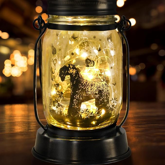 kyoryuger Terrier Dog Gifts for Women/Men, Pet Solar Lanterns Terrier Dog Lovers Lantern Pet Loss Dog Memorial Lights Solar Garden Decoration for Yard,Patio,Backyard,Torches Light