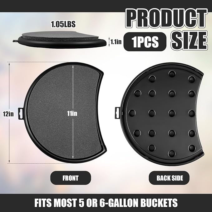 Novabright 5 Gallon Kidney Shape Bucket Seat, Bucket Lid Seat with Foam Cushion Padding for Option Ice Fishing, Baseball, Gardening and Camping