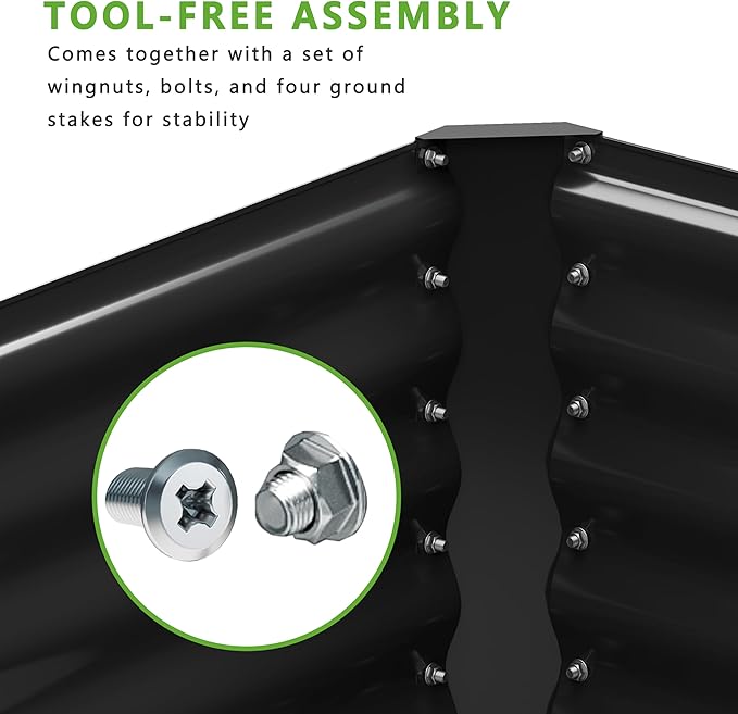 2PCS 8x4x1FT Galvanized Raised Garden Bed,Planter Raised Beds-Metal Garden Box,Large Plant for Outdoor Planting, Vegetables Bed，Flower,herb-Black 0.8mm