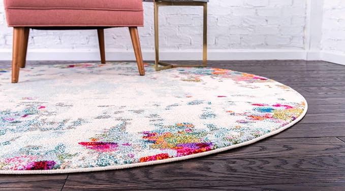 Unique Loom Chromatic Collection Area Rug - Joyous (6' 1" Round Multi/Blue)