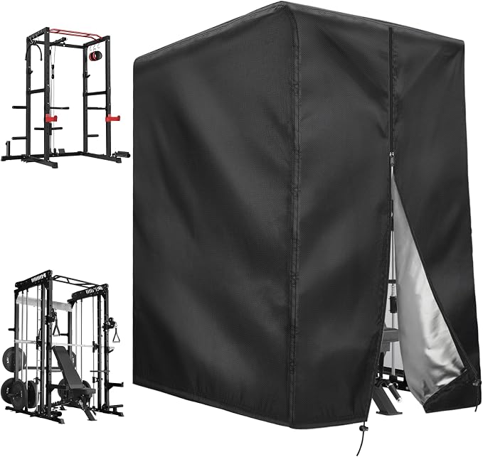 Squat Rack Cover with Waterproof Zipper, Protective Cover for Power Cage/Weight Lifting Rack/Weight Cage/Power Racks for Home Gym Equipment Storage-Indoor & Outdoor Use